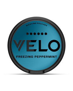 VELO Freezing Peppermint Slim-Format Nikotinbeutel-Dose hoher Intensität, Ansicht von vorne